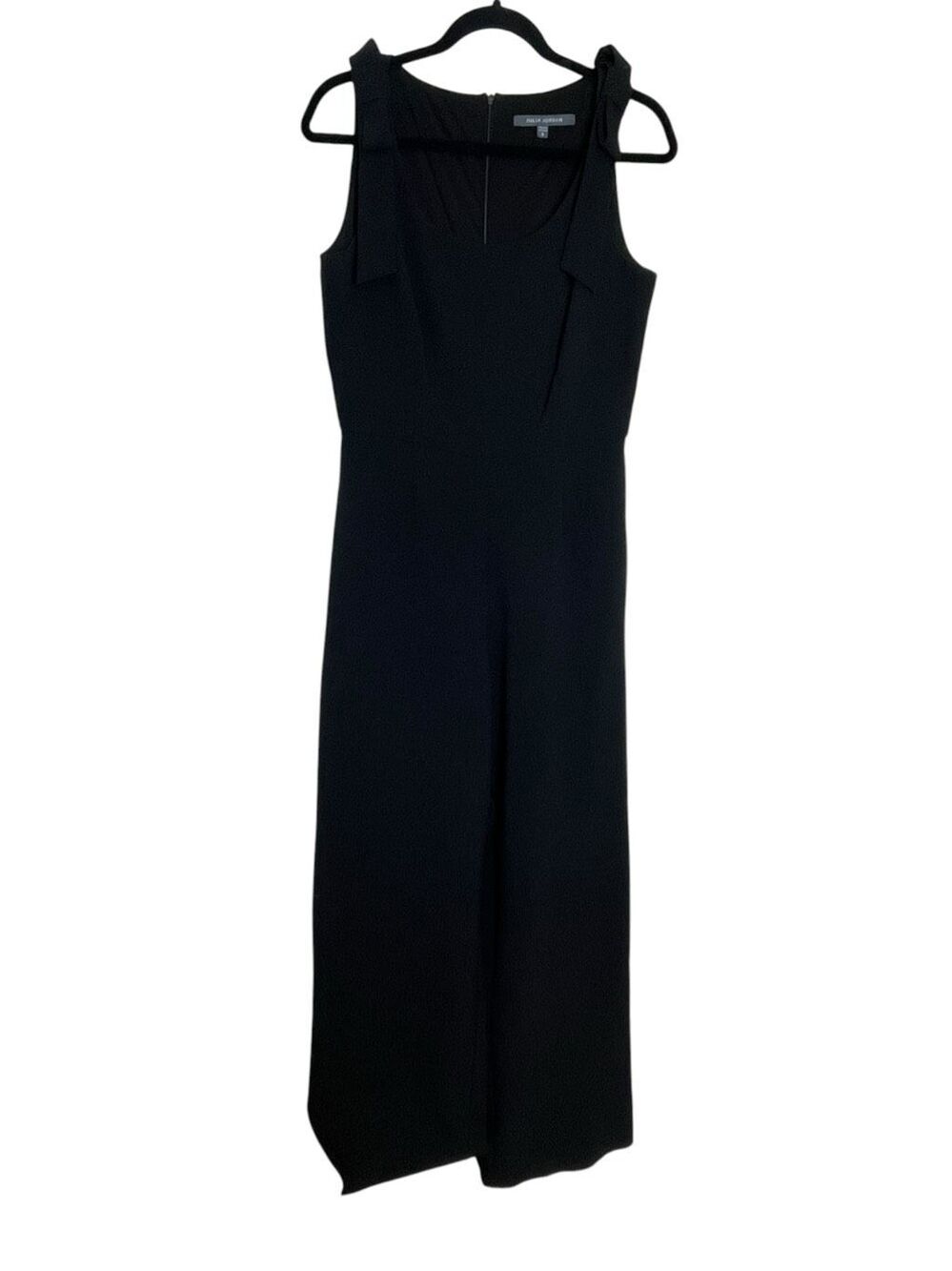 Julia Jordan Black Sleeveless Shoulder Bow Wide Leg Crepe Jumpsuit Size 6